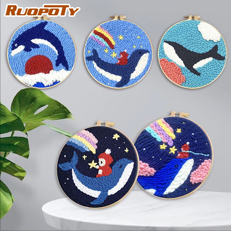 Embroidery Whale - RUOPOTY Whale Diy Needle Punch Kit