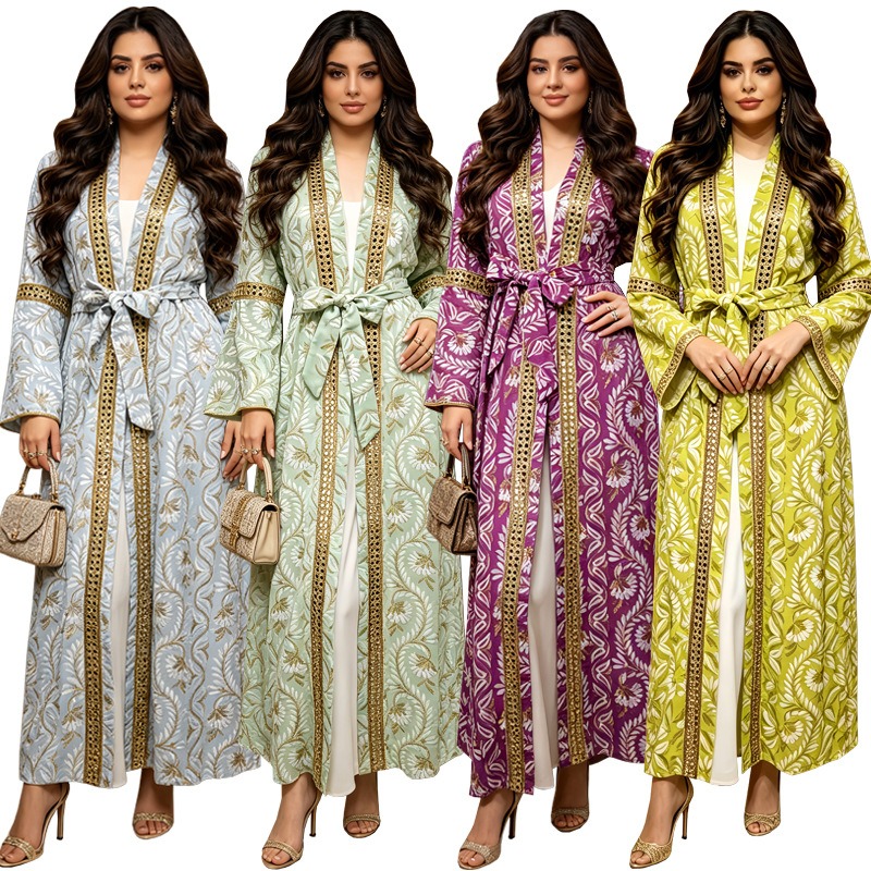 Embroidery Arabic - Turkey Muslim Embroidery Abaya Dress 2