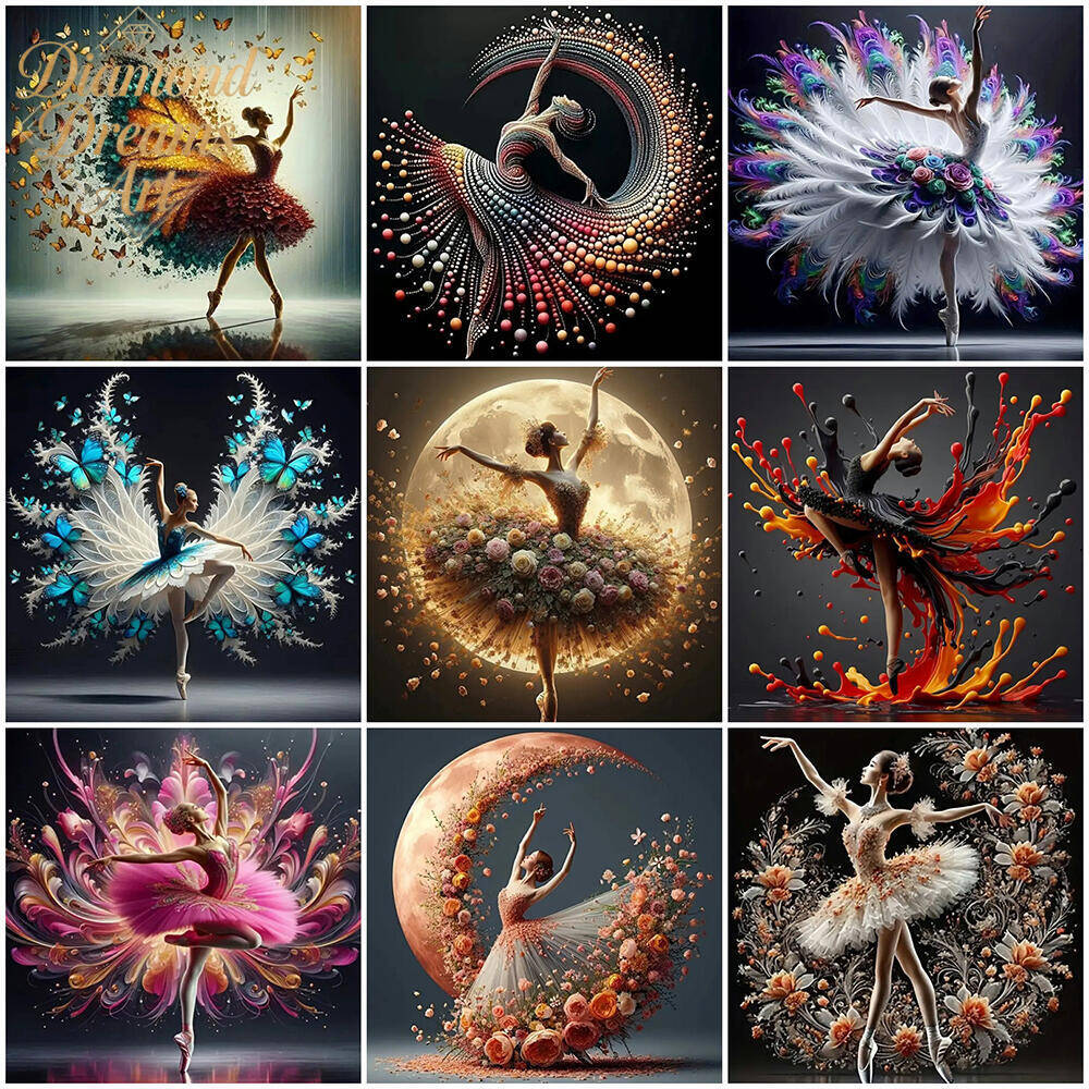 Embroidery Wall Art - Frameless, DIY 5D Diamond Painting Ballet