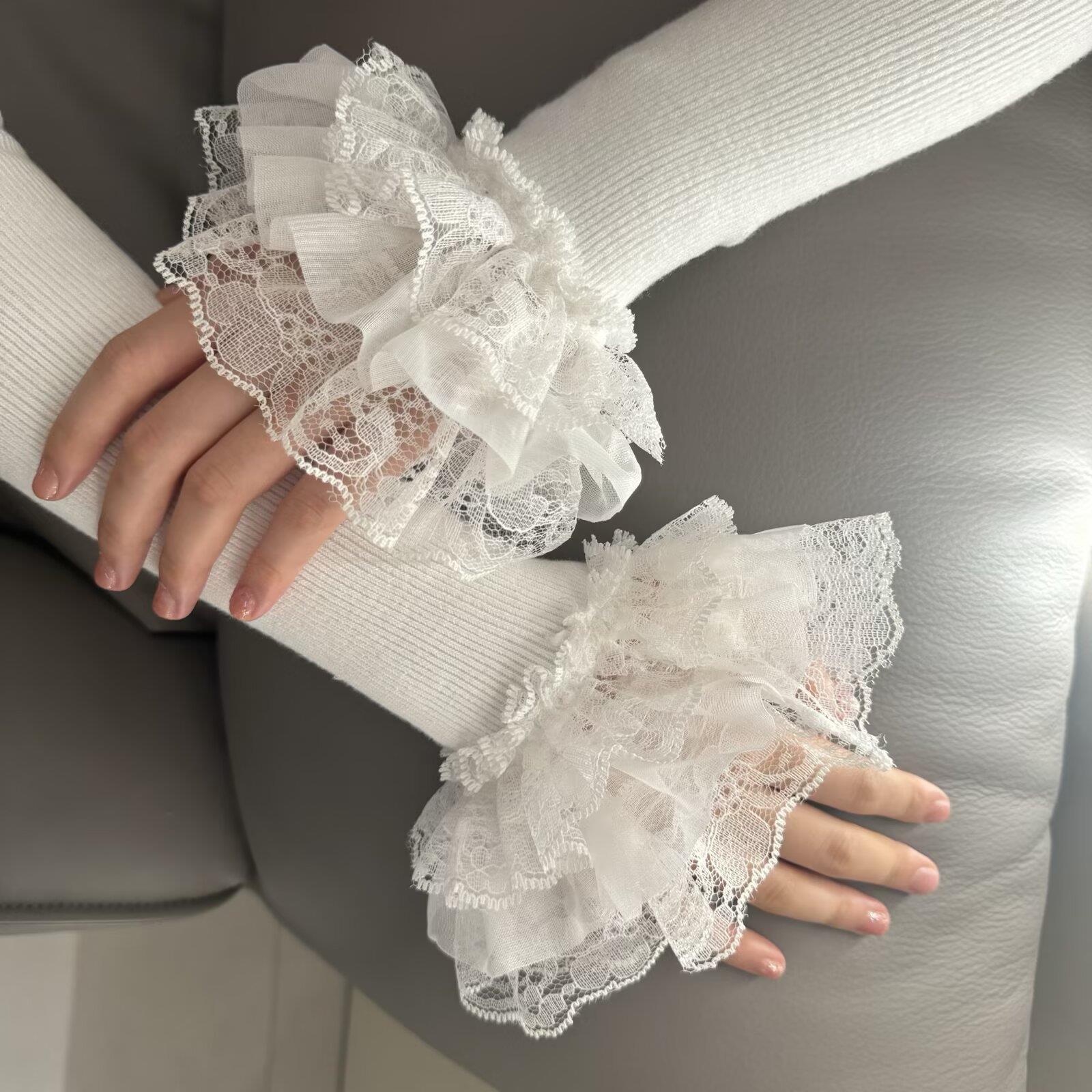 Embroidery On Shirt - * Lolita Hand Sleeve Knitted Patchwork