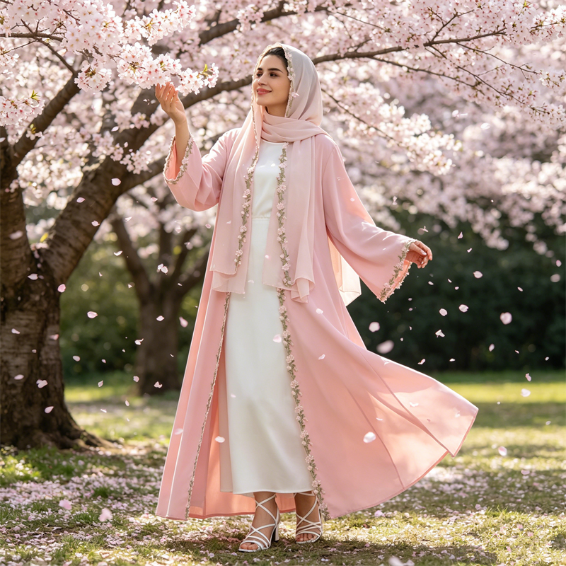 Embroidery Kebaya - Dubai Open Abaya Muslim Hijab Dress