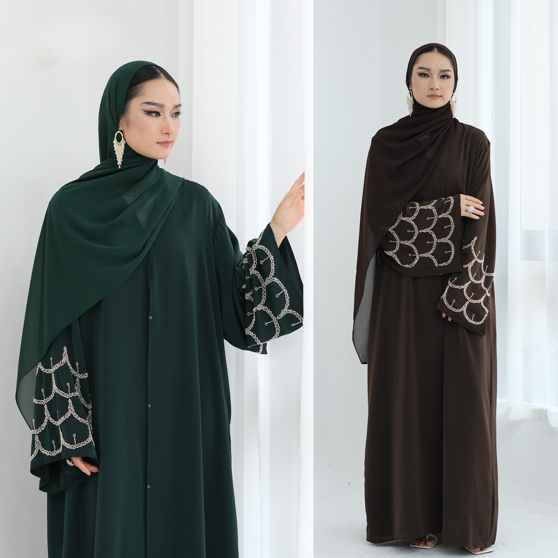 Embroidery Arabic - embroidery Women Dress Abaya cardigan Muslim