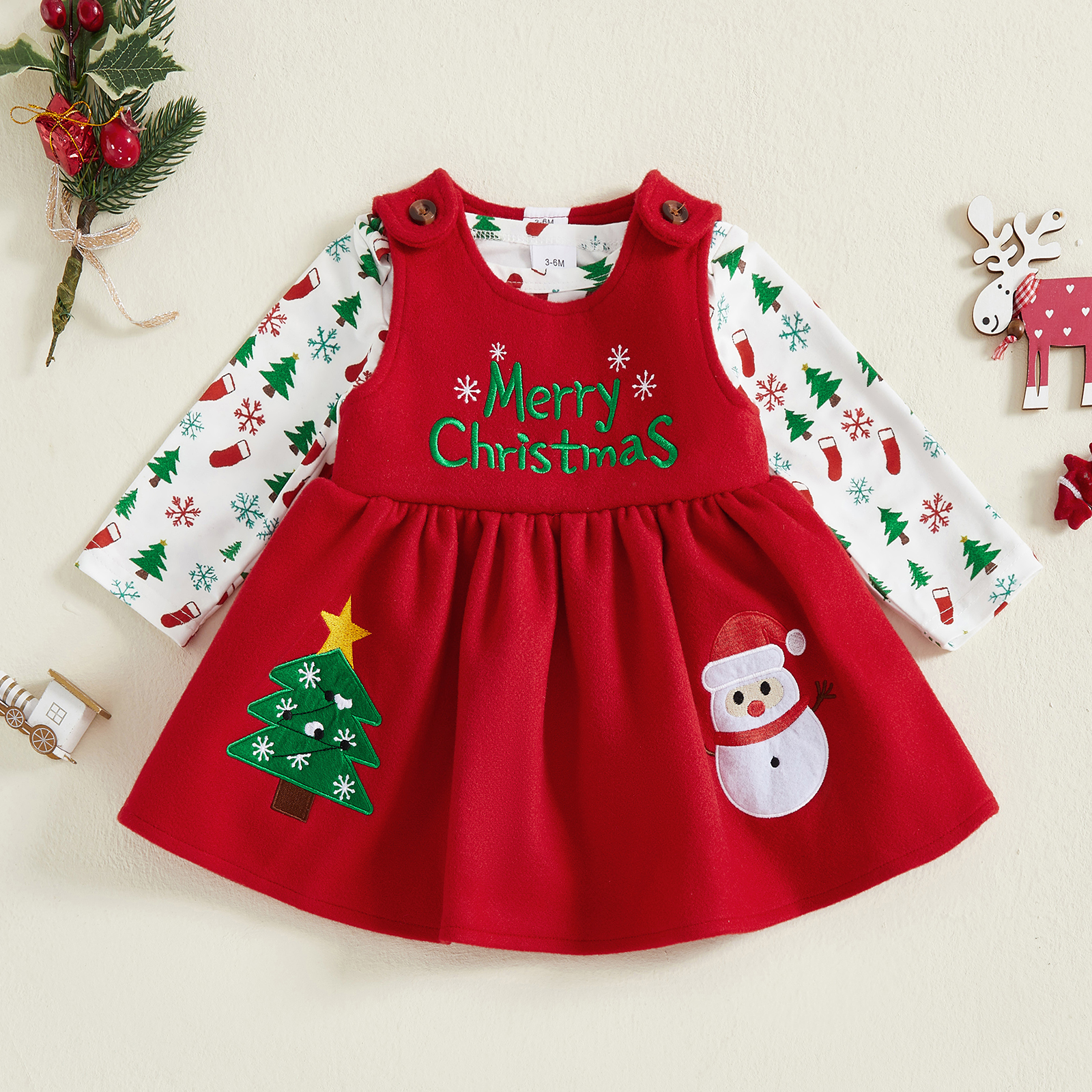 Baby Girls Christmas Outfit Lo - огляд і ціна Embroidery Xmas Tree