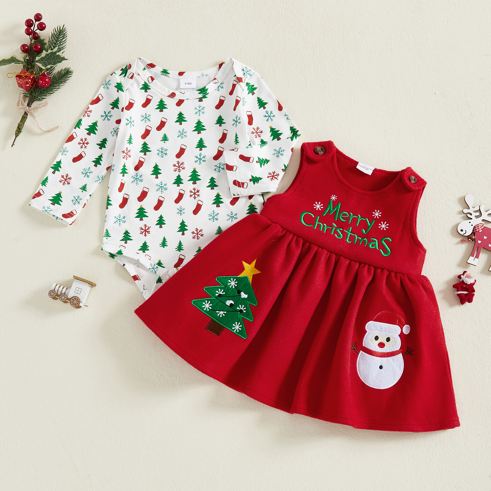 Baby Girls Christmas Outfit Lo - огляд і ціна Embroidery Xmas Tree