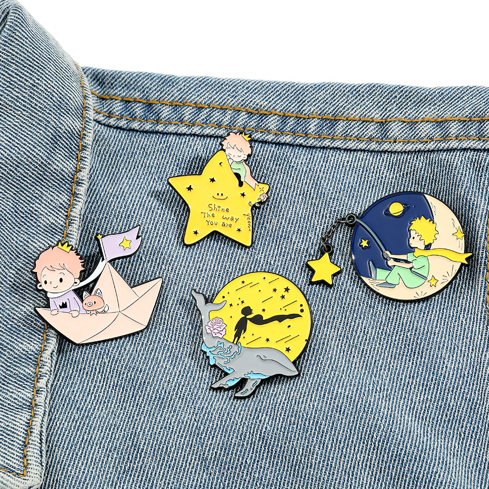 Cute Prince Fox Enamel Pins Cu - огляд і ціна Embroidery Whale