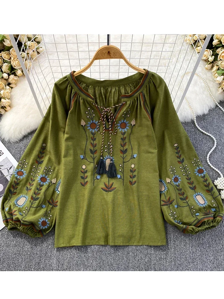 Women Spring Blouse Ethnic Sty - огляд і ціна Embroidery On Shirt