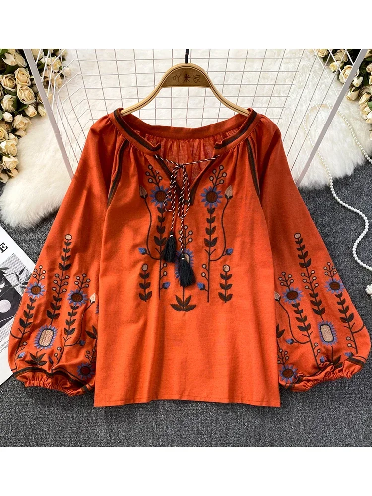 Women Spring Blouse Ethnic Sty - огляд і ціна Embroidery On Shirt