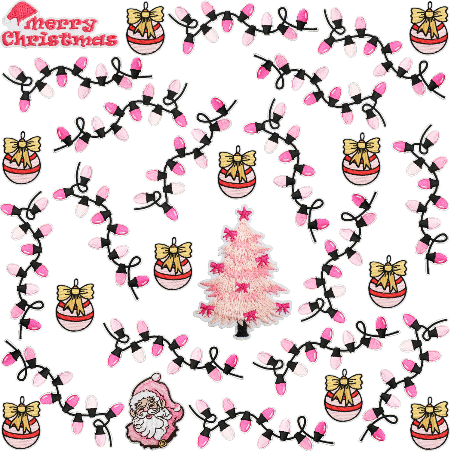 Christmas Pink Light Patch Hap - огляд і ціна Embroidery Xmas Tree