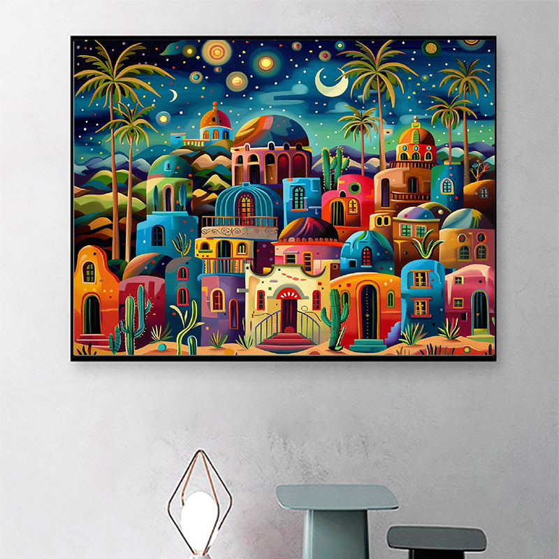 Frameless,Night View 5D Diamon - огляд і ціна Embroidery Wall Art
