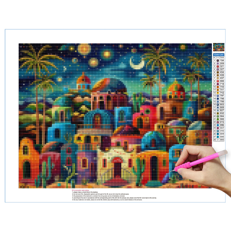 Frameless,Night View 5D Diamon - огляд і ціна Embroidery Wall Art