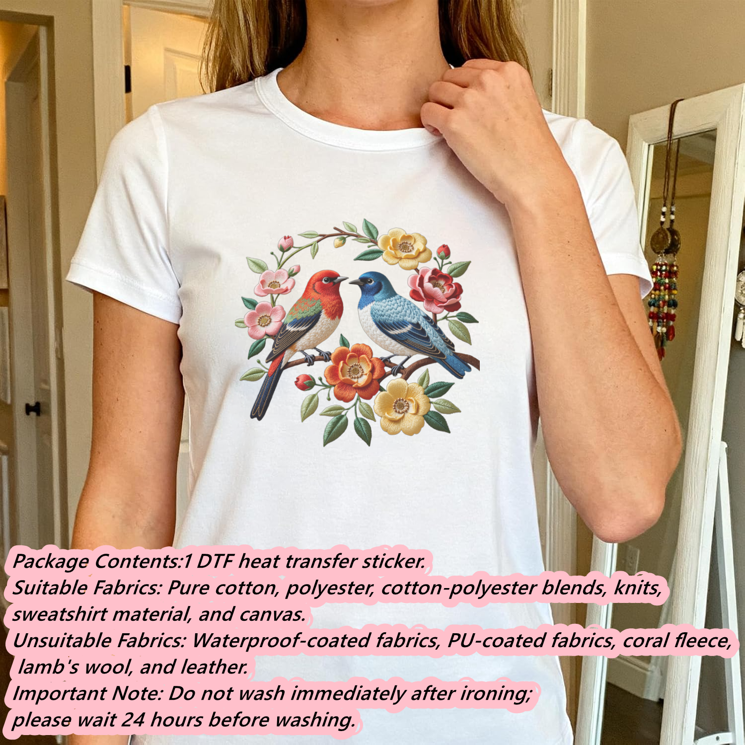 1 Piece of Bird Pattern Clothi - огляд і ціна Embroidery On Shirt