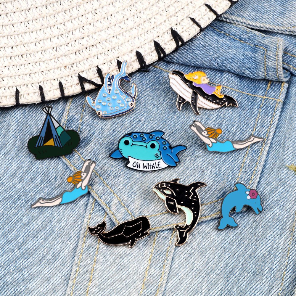 Lapel Pins  Badge Enamel Pins  - огляд і ціна Embroidery Whale