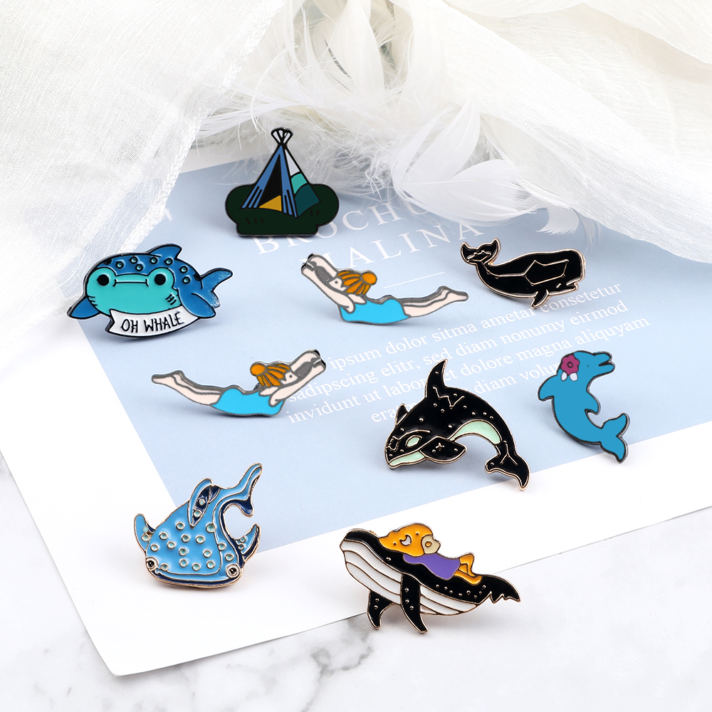 Lapel Pins  Badge Enamel Pins  - огляд і ціна Embroidery Whale