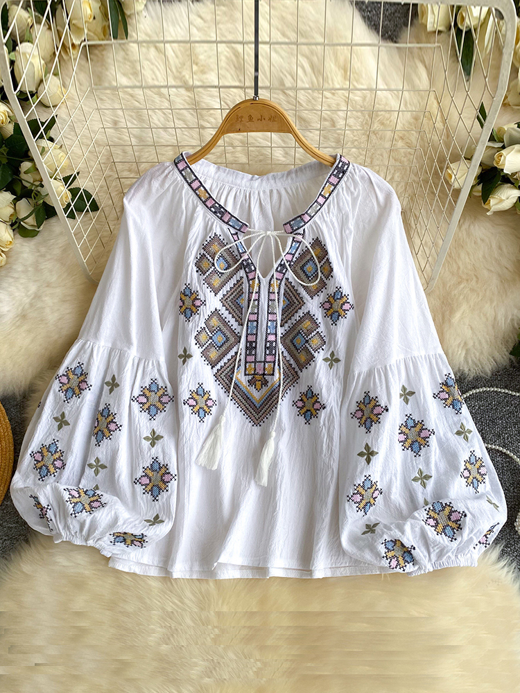 Women Bohemian Blouse Embroide - огляд і ціна Embroidery On Shirt