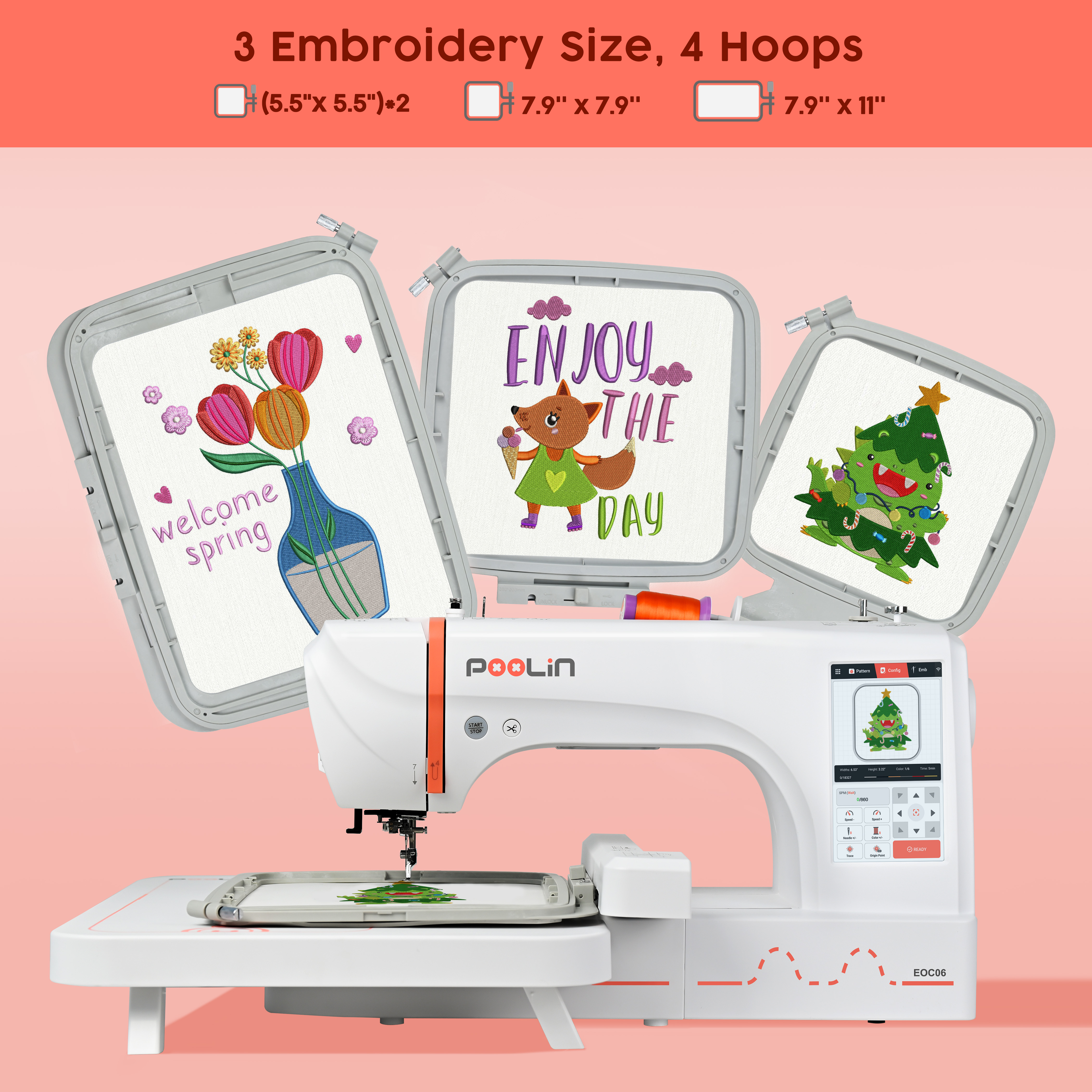 EOC06 PooLin China Hot Sale Co - огляд і ціна Embroidery Machine China