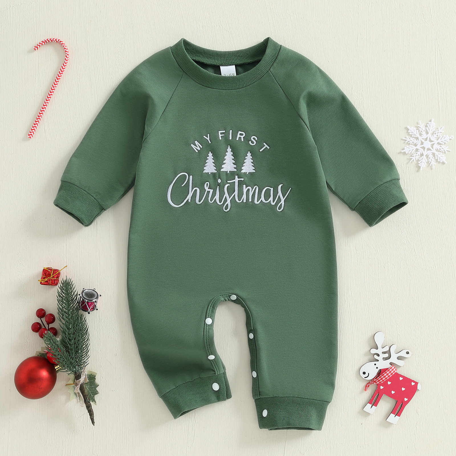 Baby Boy Christmas Romper Lett - огляд і ціна Embroidery Xmas Tree
