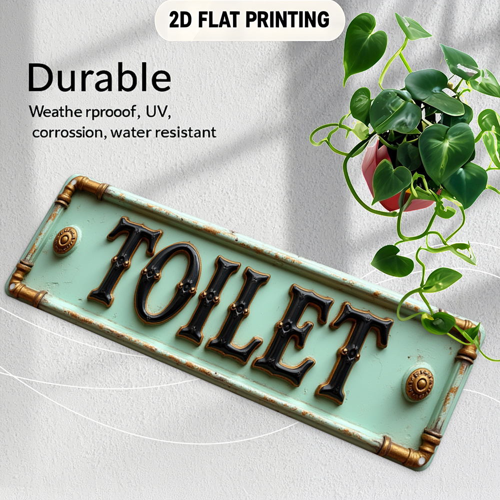 2D Flat, Vintage Toilet Sign - - огляд і ціна Embroidery Wall Art