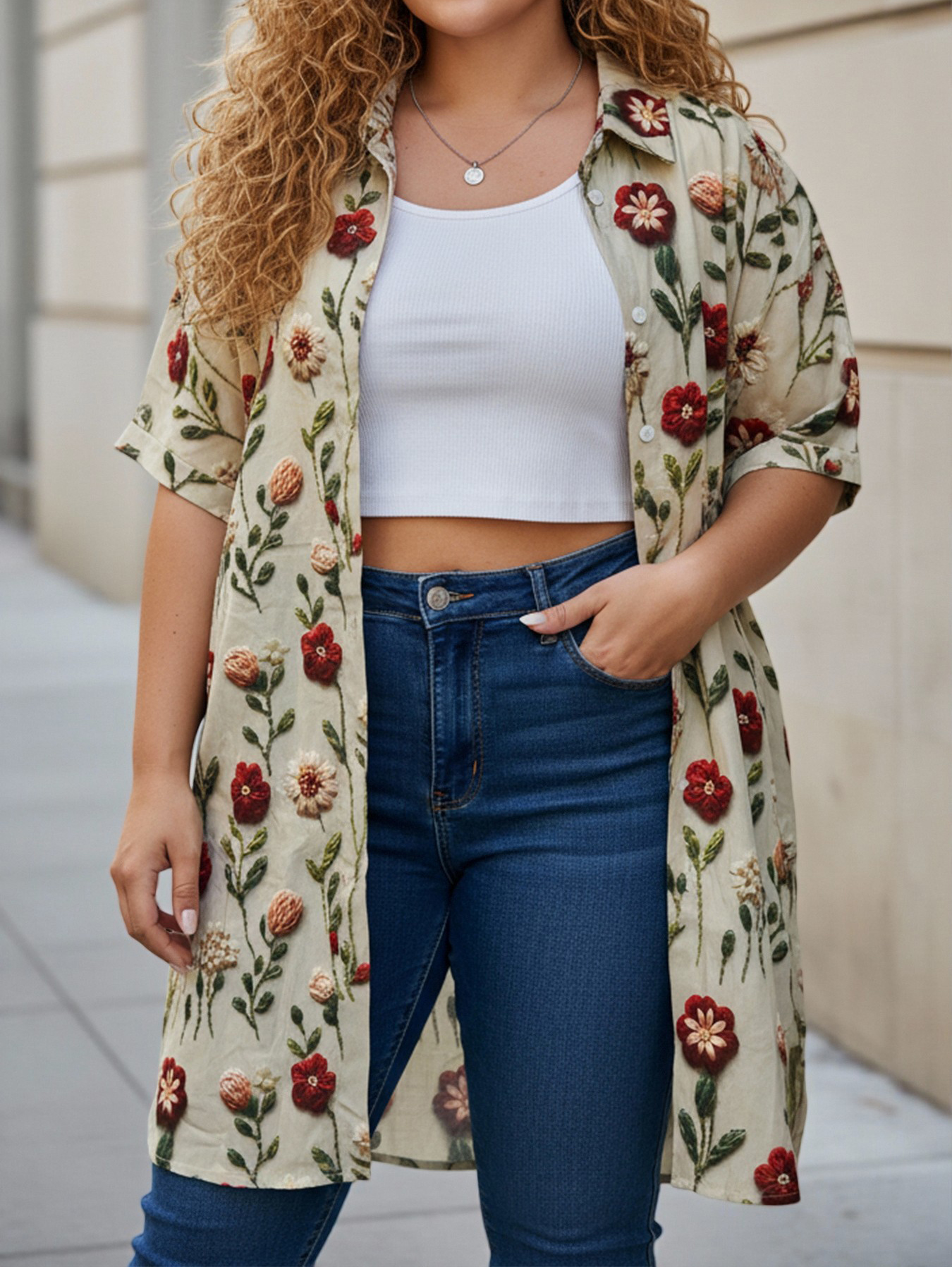 Plus Size Women's Longline Ove - огляд і ціна Embroidery On Shirt
