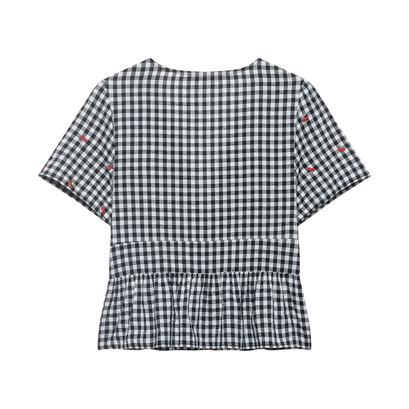 Women's Plaid Embroidered Top  - огляд і ціна Embroidery On Shirt