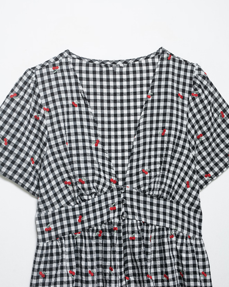 Women's Plaid Embroidered Top  - огляд і ціна Embroidery On Shirt