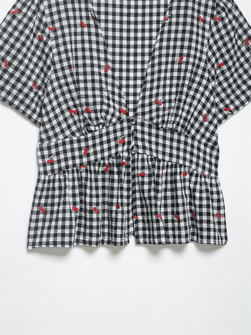 Women's Plaid Embroidered Top  - огляд і ціна Embroidery On Shirt
